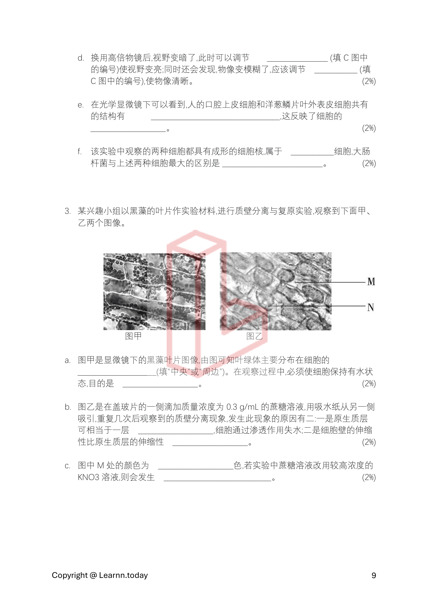 第⼀学期期中考模拟试卷 3 + 答案